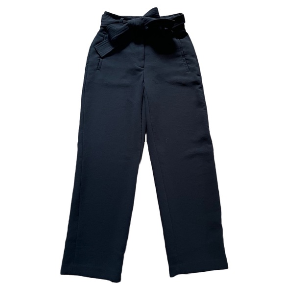 WILFRED / ARITZIA BLACK TIE FRONT HIGH WAISTED BELTED TROUSER PANT SIZE 0 - Picture 4 of 13